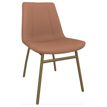 May Side Chair, Peony Supra Leather, Brass Powder Coat