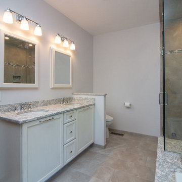 Contemporary Panna Cotta Bath remodel with Anatolia Pulpis Gray tile