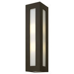 Hinkley - Hinkley 2195BZ Dorian - One Light Large Outdoor Wall Mount - Dorian's robust design in durable aluminum construction is offered in either Titanium or Bronze finishes. This contemporary fixture allows light to emit from white etched glass windows.