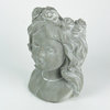 Whitewashed Gray Concrete Flower Girl Wall Mount Head Planter 9.25 Inches High