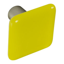 CKP - Art Glass Knob, Canary Yellow, Dull Brushed Nickel Base - Cabinet And Drawer Knobs