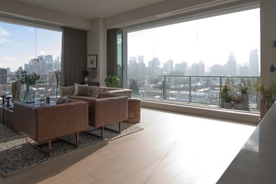 Example of a trendy living room design in Calgary