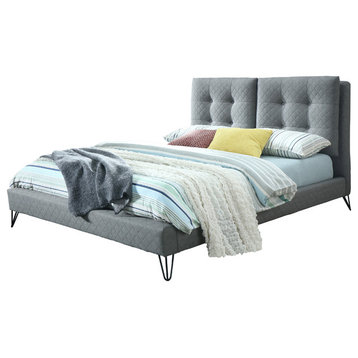 Adele Queen Bed in Charcoal Heather With Metal Legs