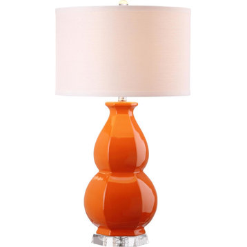 Juniper Table Lamp - White Shade, Orange Base