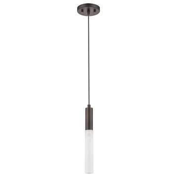 Acclaim Cavaletto 1 Light Pendant, Bronze/Frosted Glass