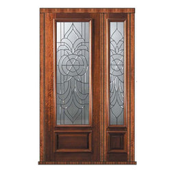 Pre-hung Sidelight Door 96 Wood Mahogany Hillsborough 3/4 Lite Glass - Front Doors