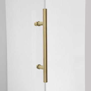Villena Single Sliding Frameless Shower Door, Brushed Gold, 60"