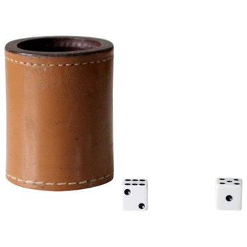 Consigned, Vintage Leather Dice Cup Set