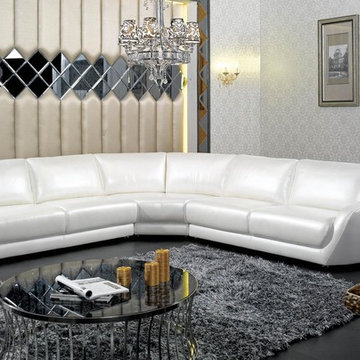 Contemporary Italian White Pearl Leather Sectional Sofa