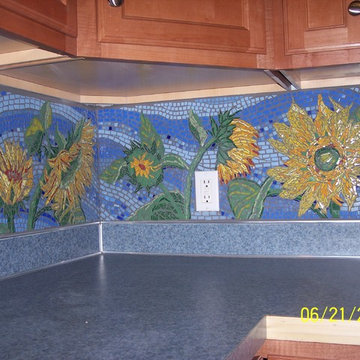 Sunflower Mosaic Backsplash