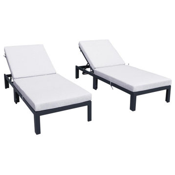 LeisureMod Chelsea Modern Outdoor Chaise Lounge Chair With Cushions Set of 2...