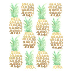 "24K Gold Pineapples" Art Print by Bouffants and Broken Hearts - Prints And Posters