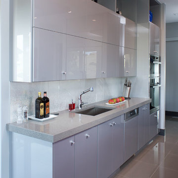Red and Silver High-Gloss Kitchen