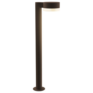 Reals 28" Bollard, Cylinder Lens and Plate Cap, White Lens, Textured Bronze