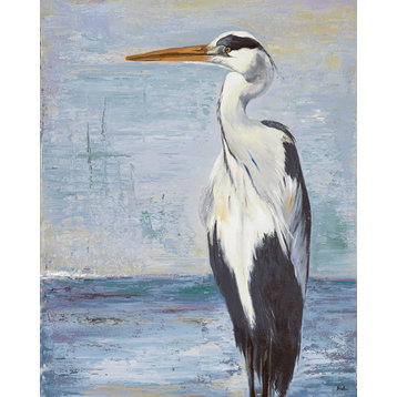 "Blue Heron on Blue II" Canvas Art, 16"x24"