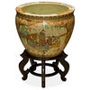 16" Hand-Painted Satsuma Design Fishbowl, Without Stand