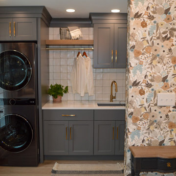 Laundry Room with Floral Wallcovering