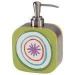 Creative Bath - All That Jazz Lotion Dispenser - Swap out your plastic lotion pump for the colorful All That Jazz Lotion Dispenser. Made from silver resin with a colorful stripe design, this dispenser is eye-catching and fun. Display it alongside other pieces from the All That Jazz bath collection for a cohesive look.