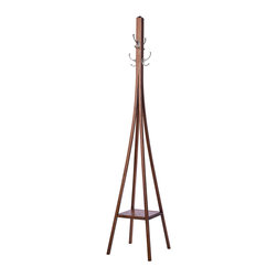 "Anatole" Solid Wood Coat Tree, COLOR: Brunette - Coatracks And Umbrella Stands