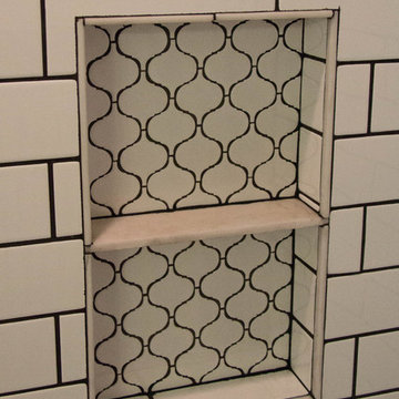 Black and white recessed shelf