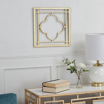 16" Harper Metal Wall Mirror, Gold