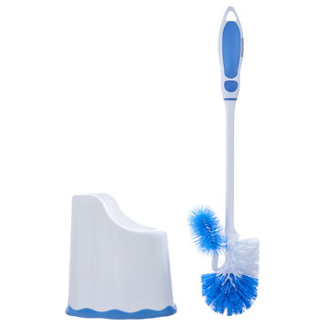 Superio Toilet Brush and Holder, Toilet Bowl Cleaning System with Scrubbing Wand