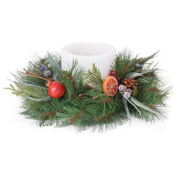 Mixed Pine Fruit Candle Ring 18"D