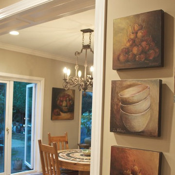 Paintings in Dining room and Living room small space