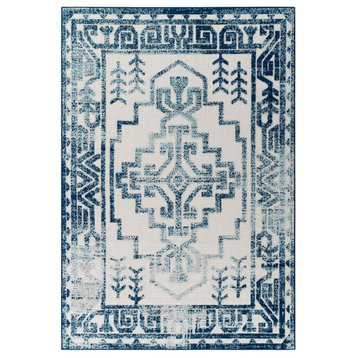 Modway Furniture 8x10 Indoor/Outdoor Area Rug, Ivory/Blue -R-1181B-810