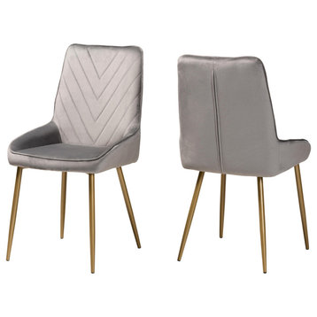 Allysen Contemporary Velvet Dining Chair Set Gray