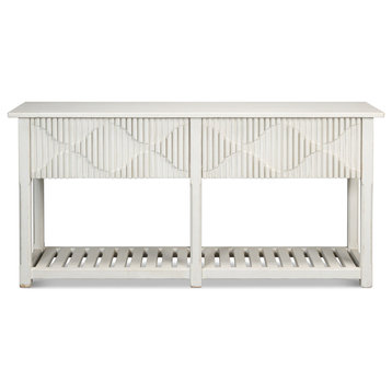 Lola Console Table With Drawers and Shelf Antique White