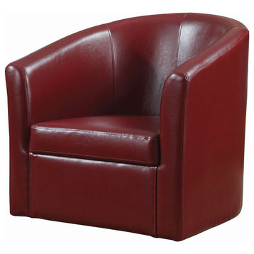 Leatherette Upholstered Accent Swivel Chair, Red