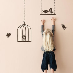 Tweeting Birds Wall Stickers - Brown - Picture Frames