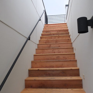 Cedar Stair Case to Rooftop Deck