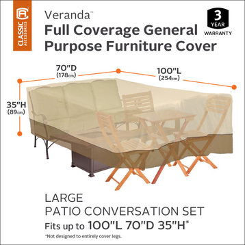 Full Coverage Conversation Set/General Purpose Patio Furniture Cover, Large