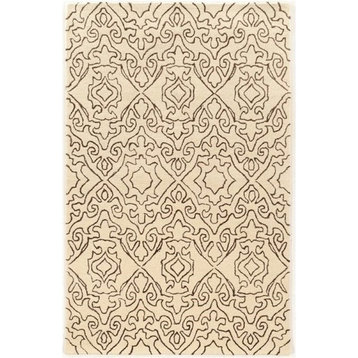 Bowery Hill 96''x 132'' Transitional Wool Hand Tufted Rug in Ivory/Charcoal