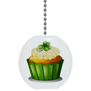 St. Patricks Day Cupcake With Shamrock Ceiling Fan Pull