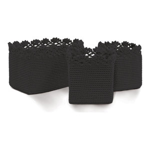 Mode Crochet Bskt Set 3 W Trim Contemporary Baskets By Heritage Lace