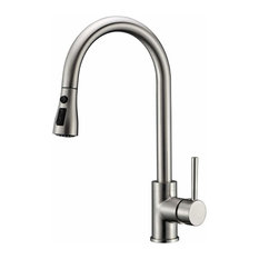 Modern Single Handle Kitchen Mixer Tap, Stainless Steel With Pull Down Spray