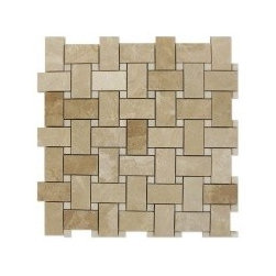 Botticcino Basketweave Mosaic with Milas White Dots - Home Accessories & Decor