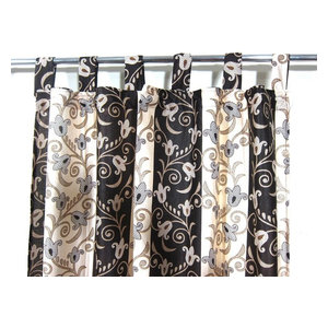 Mogul Interior - Patterned Curtains Luxurious Drapes Drapery Window Panels Pair Tab Top India, 48 - Curtains