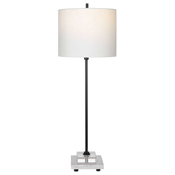 Minimalist Black Slim Table Lamp White Marble Crystal 33 in x 11 Buffet Classic