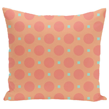 Dot Dash Geometric Print Pillow, Burnt, 18"x18"
