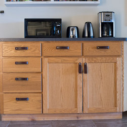 Kitchen Island Turned Kitchenette with Leather Drawer Pulls - Cabinet And Drawer Handle Pulls