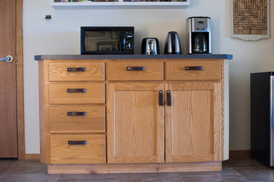 Kitchen Island Turned Kitchenette with Leather Drawer Pulls