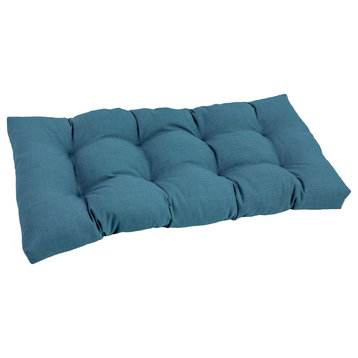 42"X19" Squared Solid Spun Polyester Tufted Loveseat Cushion, Sea Blue