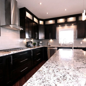 Contemporary Rich Dark Stained Maple Kitchen