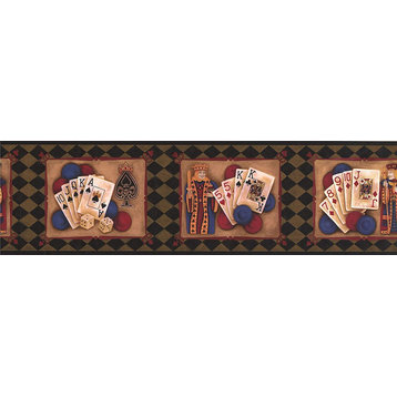 Prepasted Wallpaper Border Poker Cards Game 7"x15' LL50111B