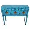 Turquoise Chinese Black Lacquer Lady Chest