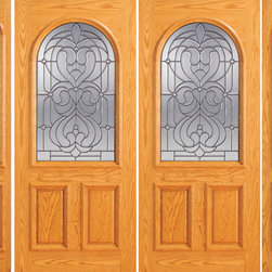 Pre-hung Mahogany Radius Li Exterior Double Door Two Side lights - Front Doors